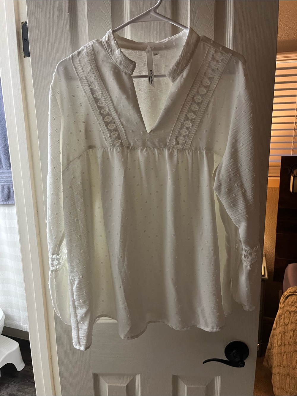 Lightweight White Boho V-Neck Blouse